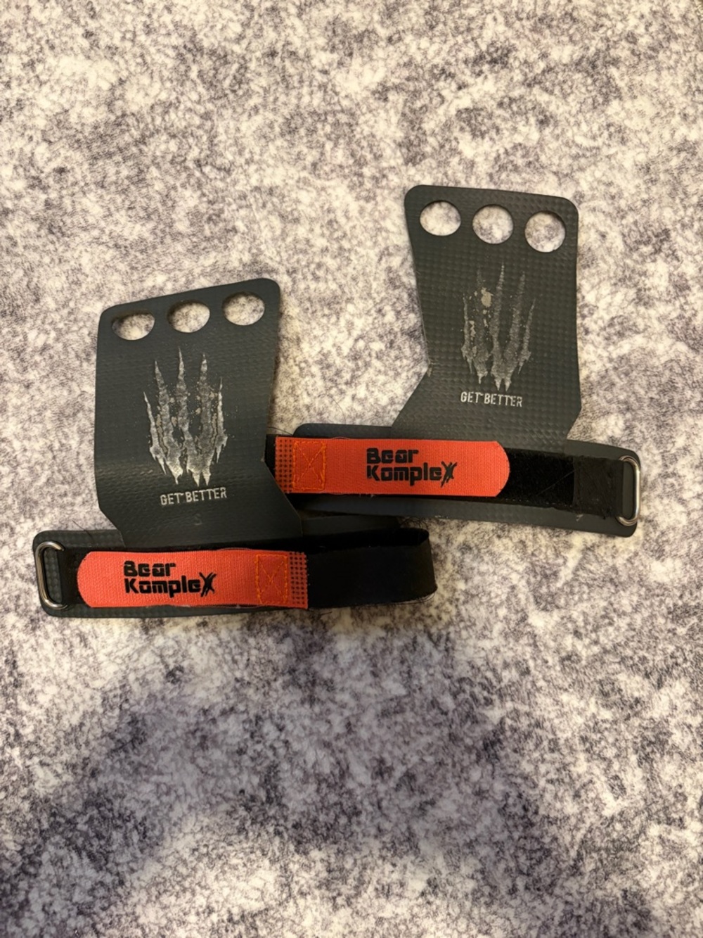 Bear KompleX Leather Gymnastics Hand Grips with Orange Straps - Small